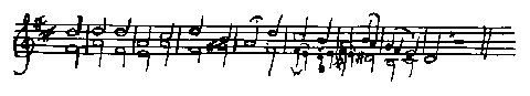 stave of several bars of music for two voices