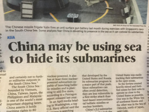 China may be using sea to hide its submarines