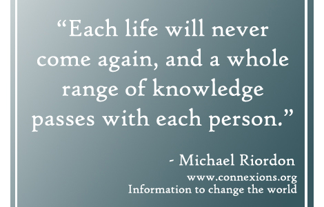 Michael Riordon Each life will never come again