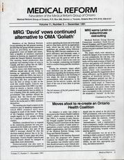 Medical Reform Newsletter December 1991