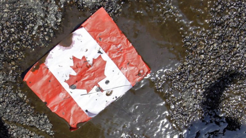 Canadian Flag in tar