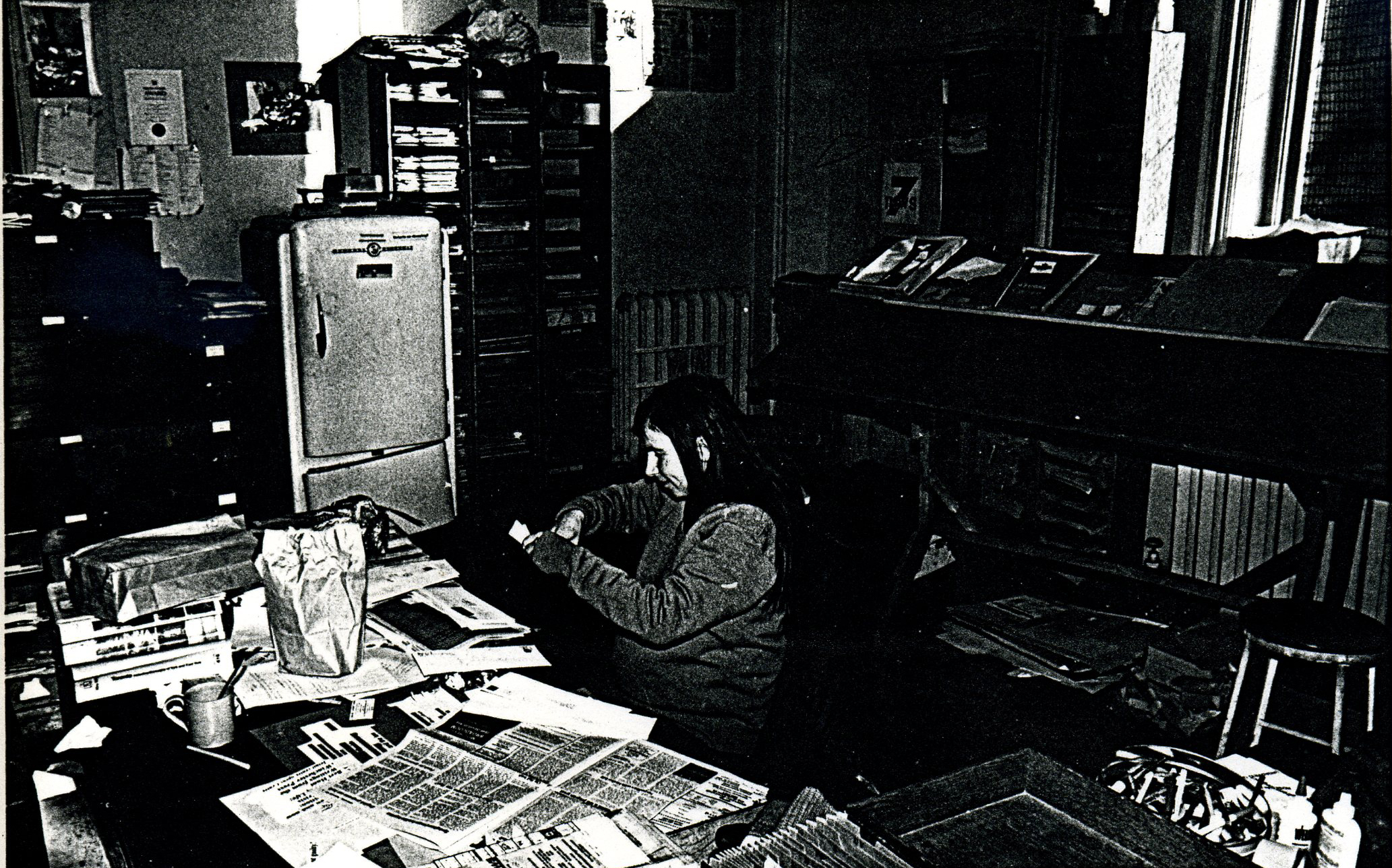 Margie Watson in 7 News office, 1980