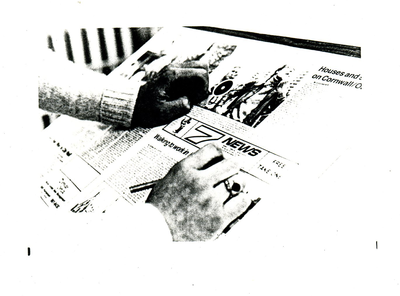 Tom Corbett doing paste-up for 7 News
